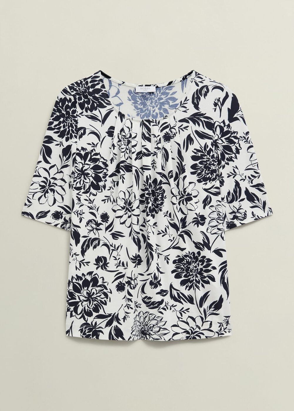 Jacqueline Print Top, Ivory Navy, hi-res