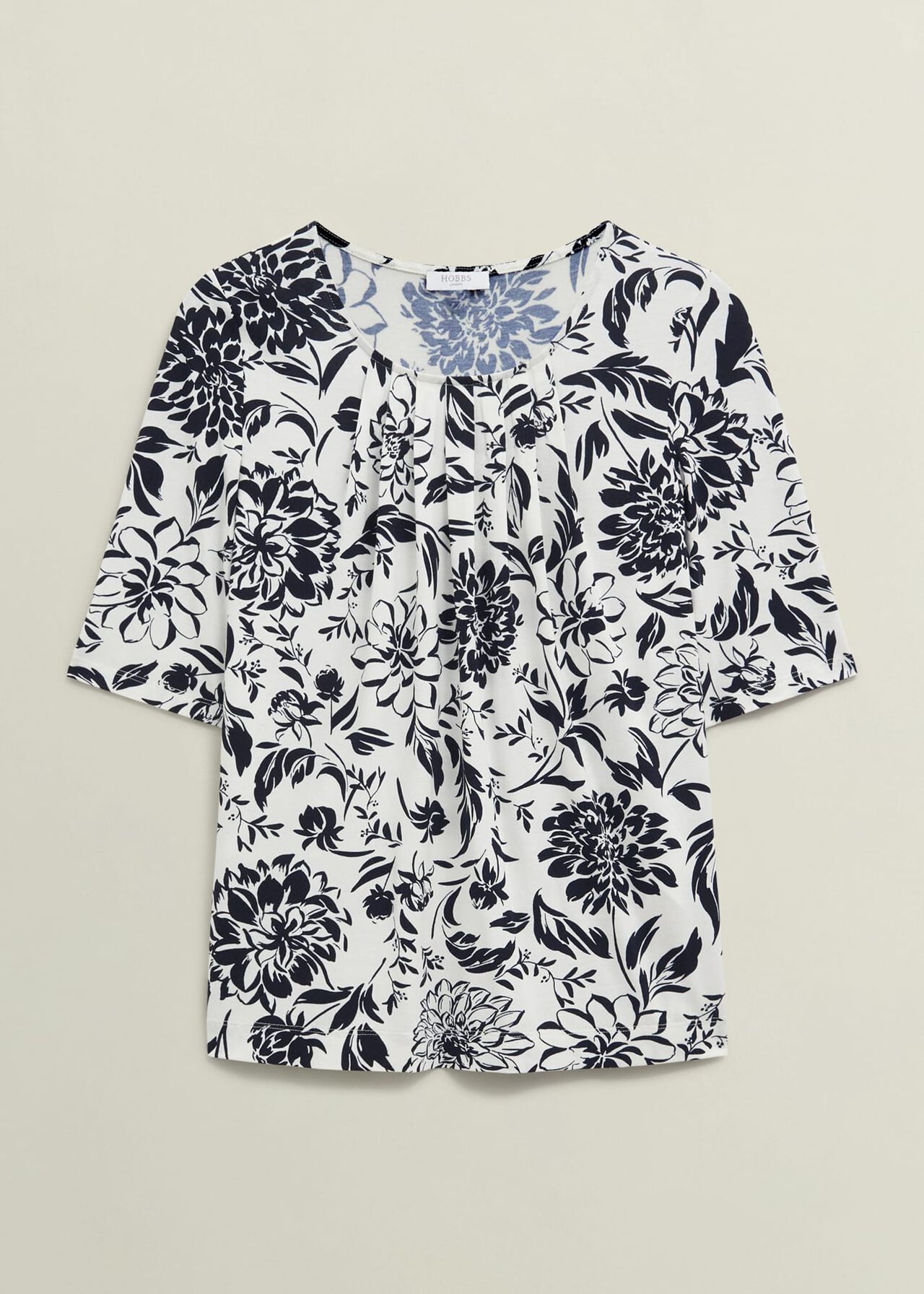 Jacqueline Print Top, Ivory Navy, hi-res
