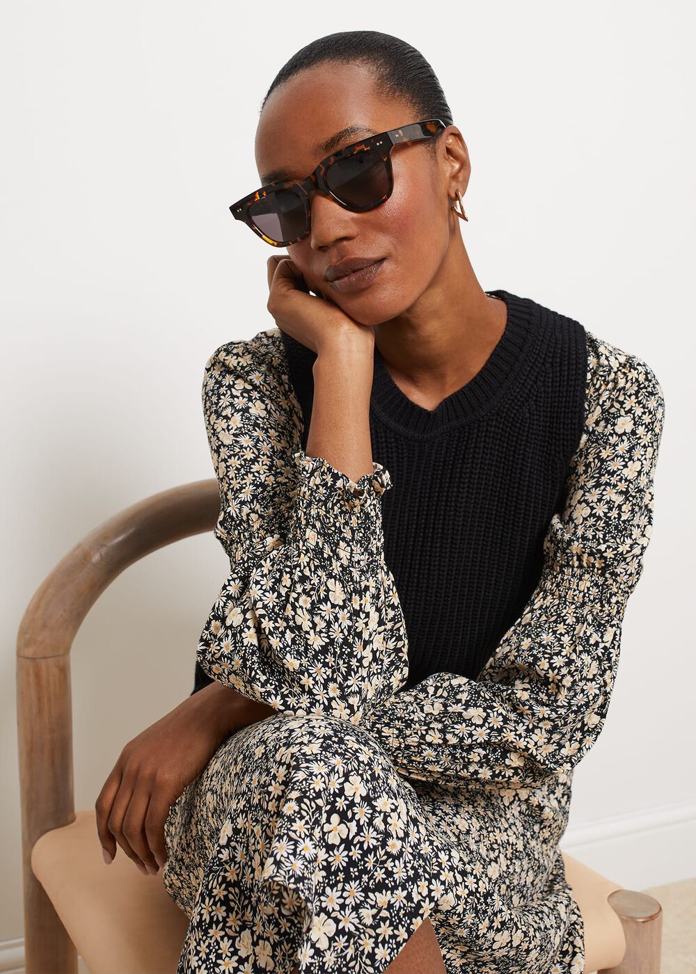 Selborne Cotton Wool Tank, Black, hi-res