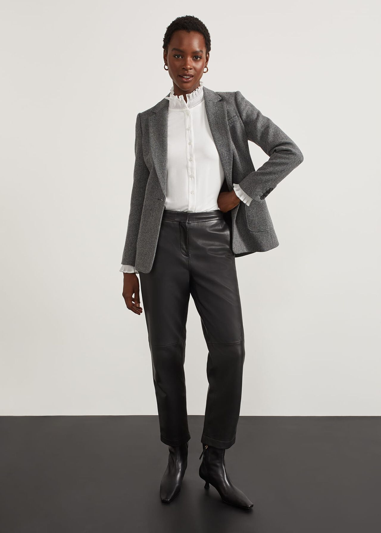 Kinsey Leather Trousers, Black, hi-res