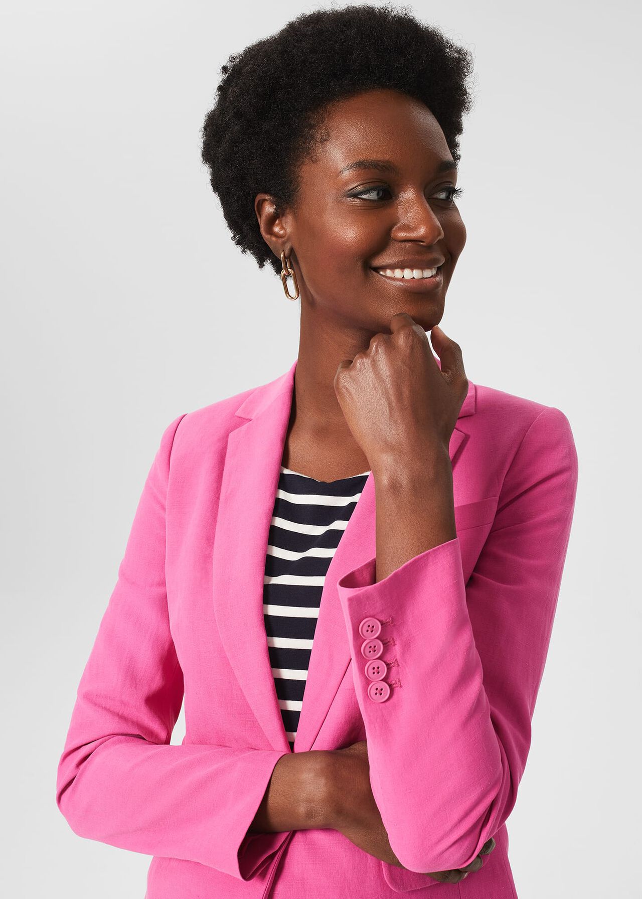Blake Silk Linen Jacket, Deep Fuchsia, hi-res