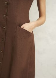 Carmen Linen Dress, Chestnut Brown, hi-res