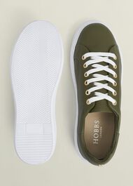 Ada Leather Trainers, Chive Green, hi-res