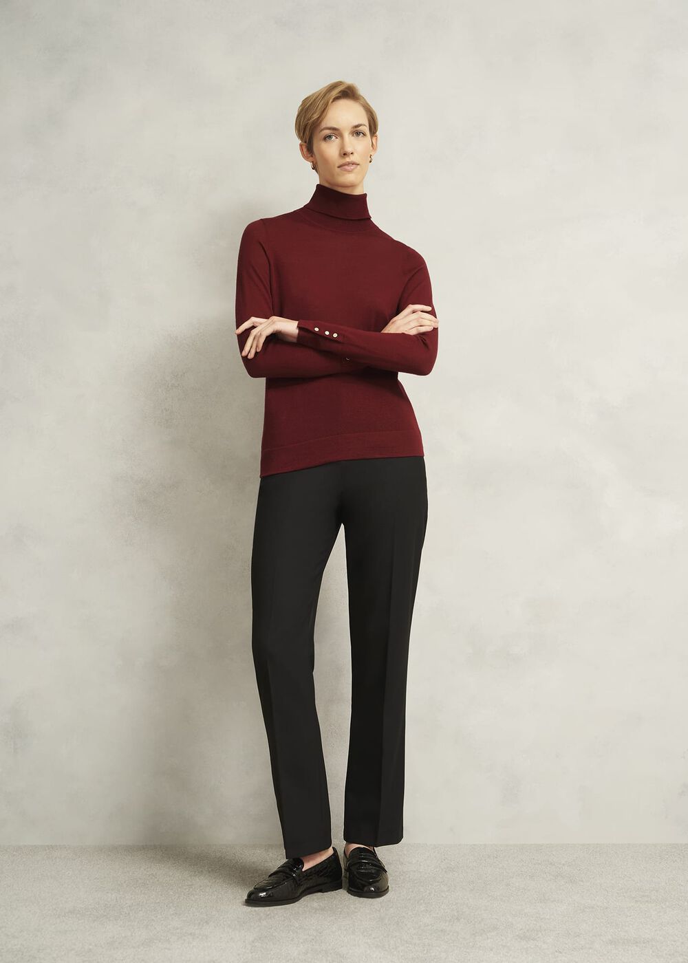 Lara Merino Rollneck Sweater, Beryl Red, hi-res