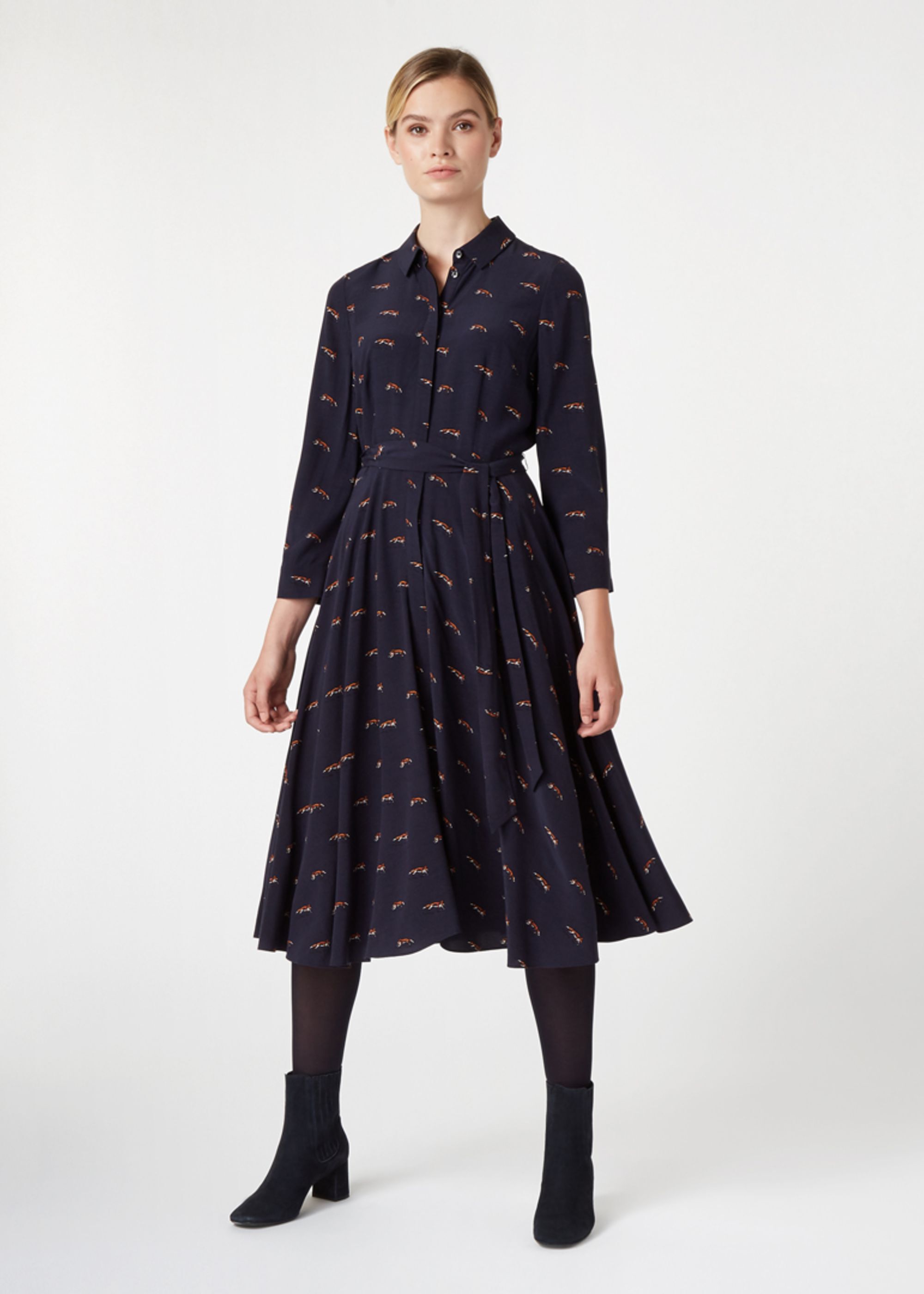 navy blue tea dress