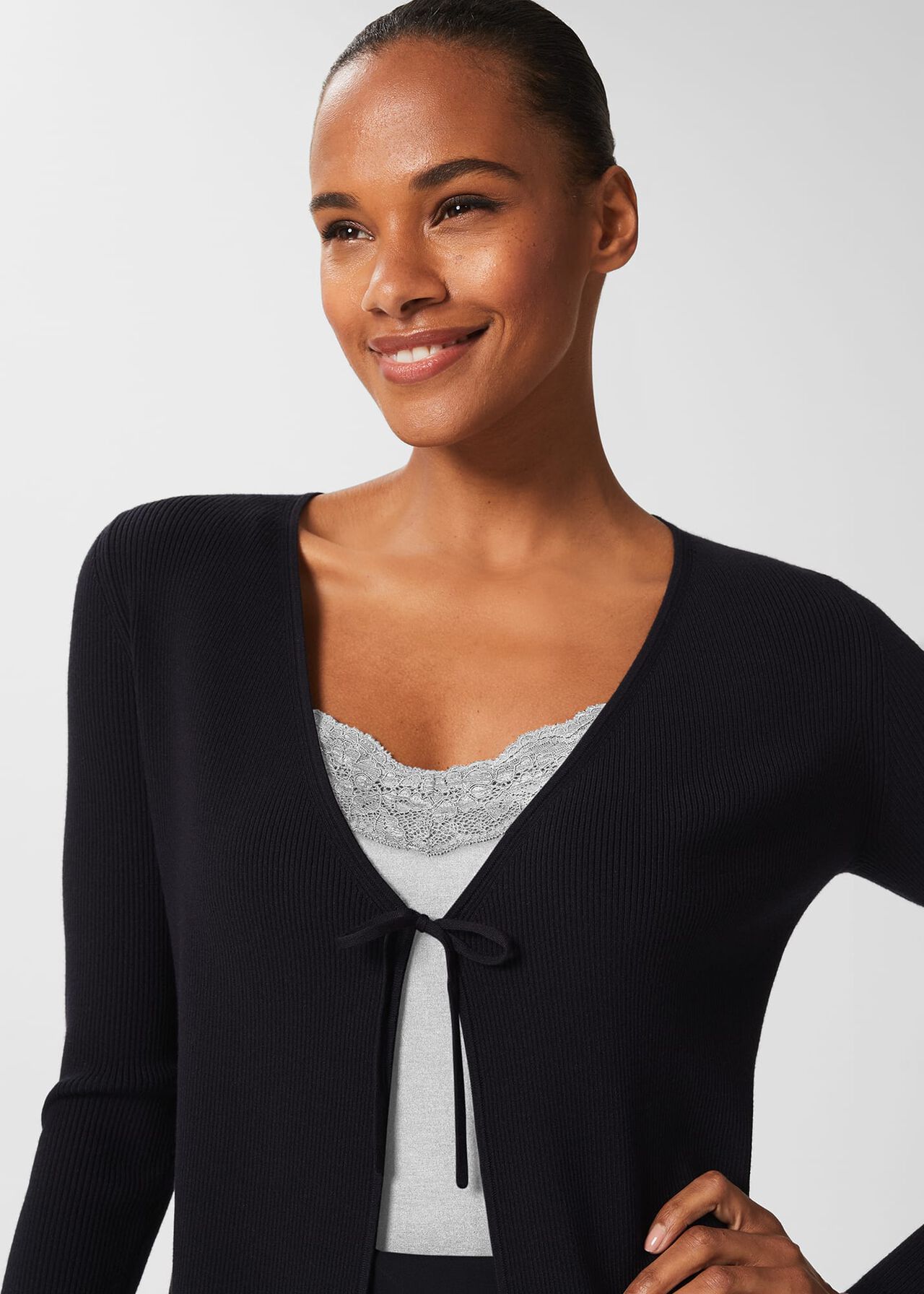 Kate Tie Cardigan, Navy, hi-res