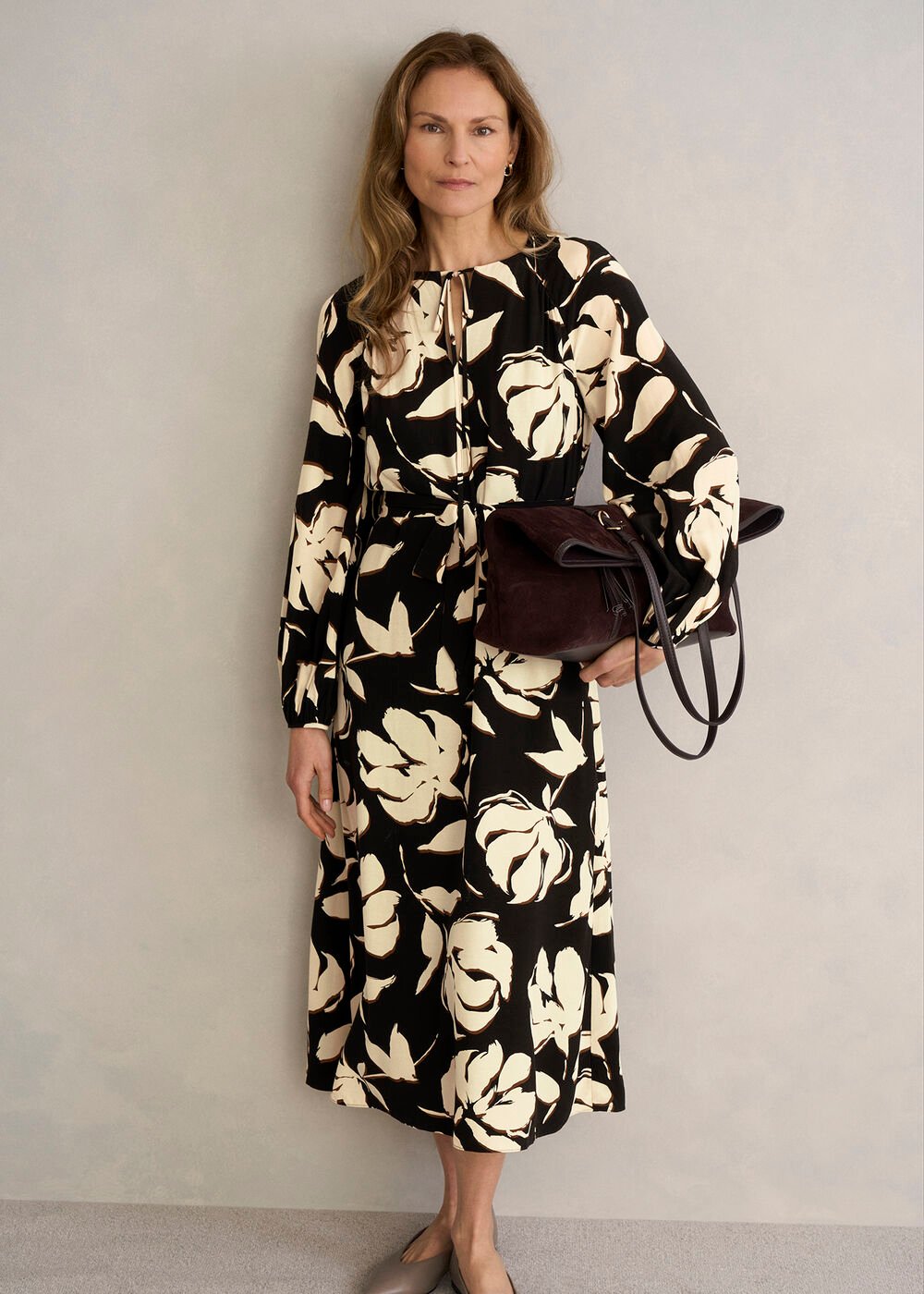 Evelyn Dress, Black Sandstone, hi-res