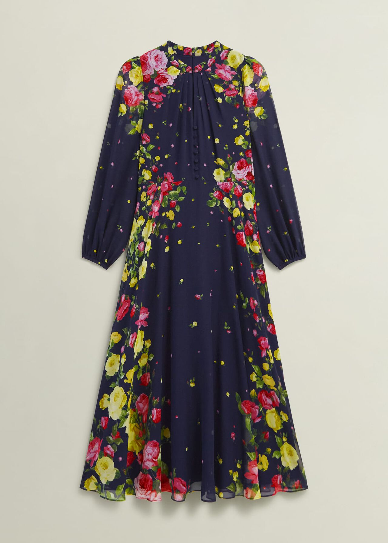 Eva Floral Silk Dress, Navy Multi, hi-res