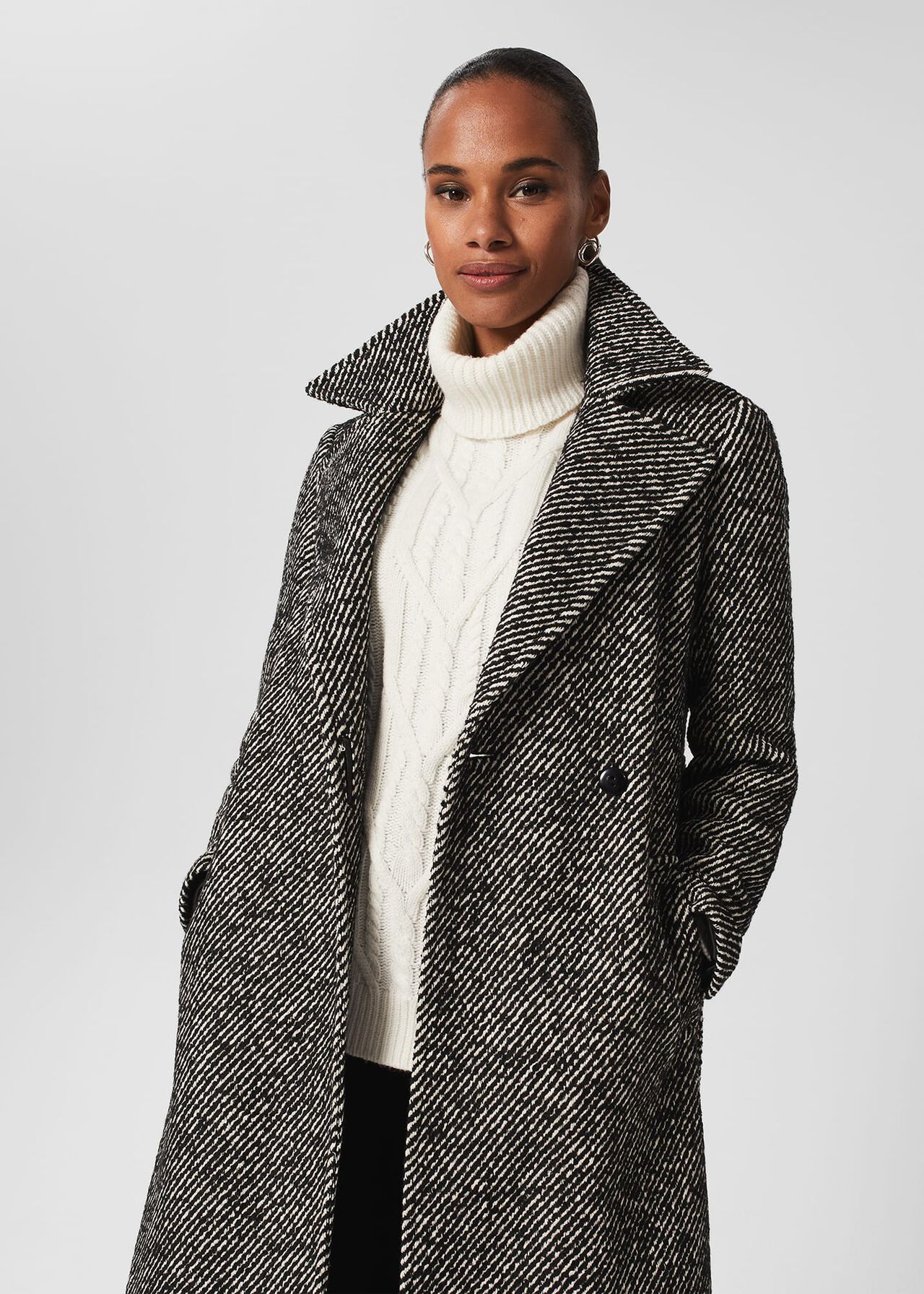 Gerrie Wrap Coat, Black White, hi-res