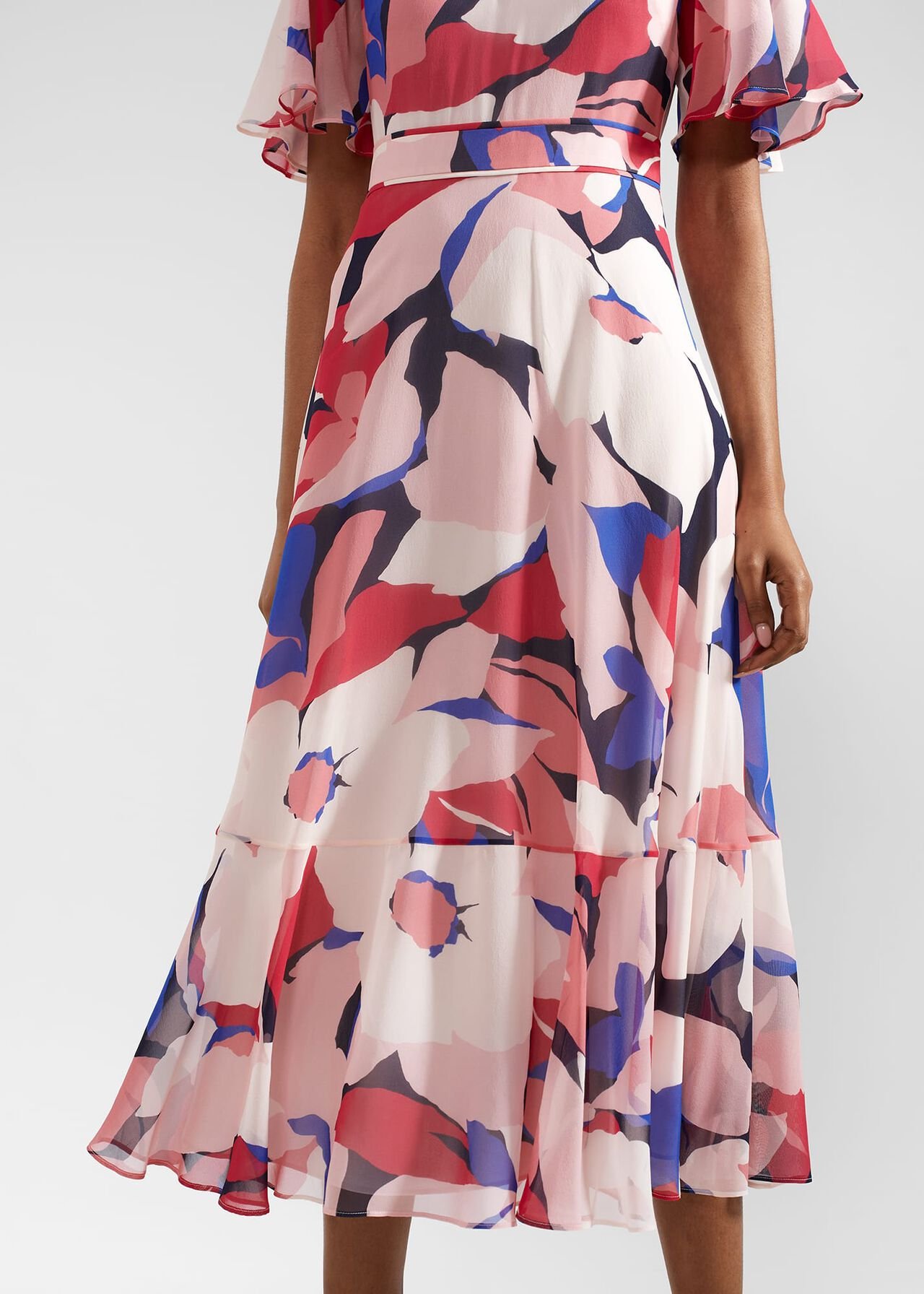 Freya Silk Midi Dress, Navy Pink Multi, hi-res