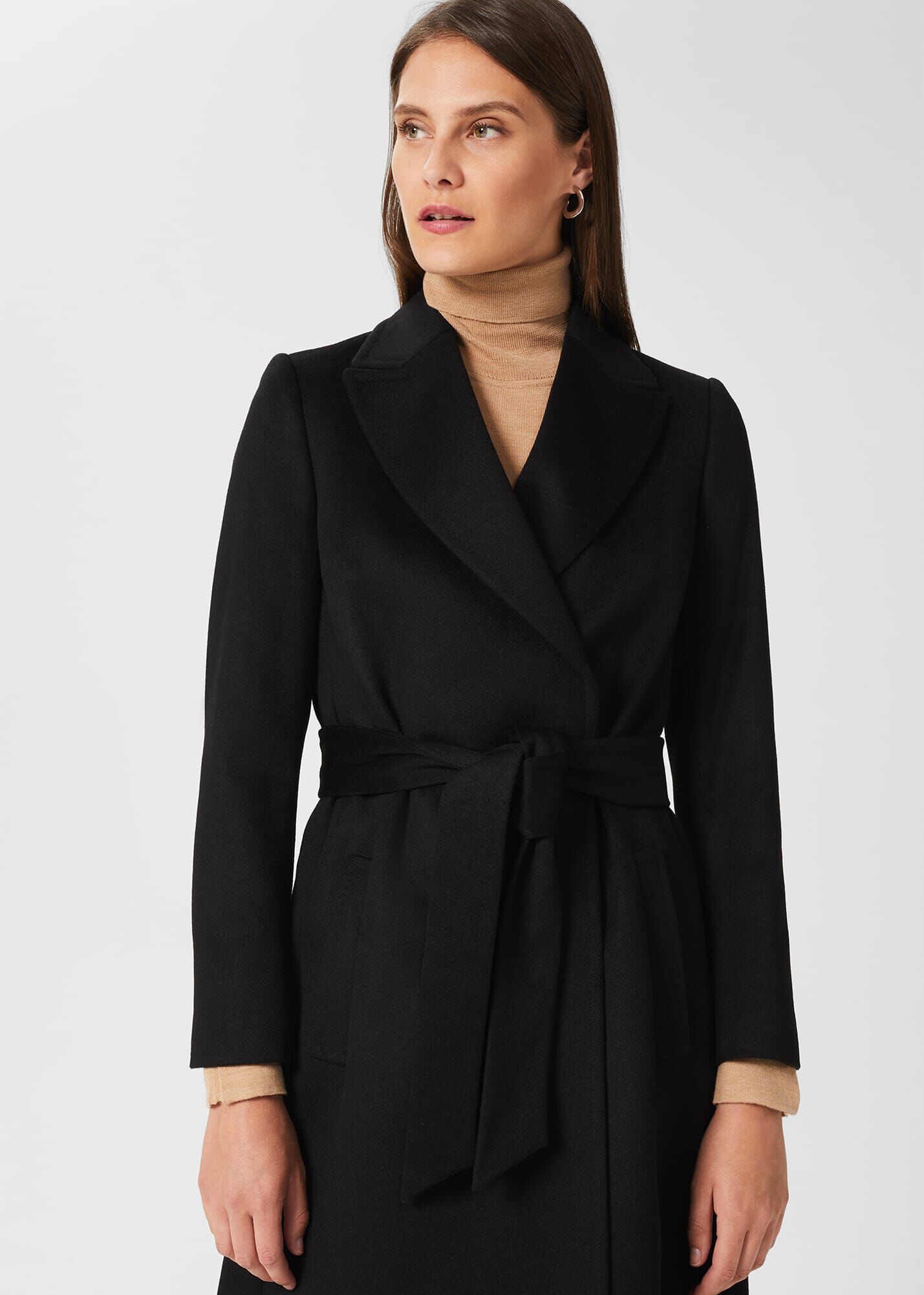 black wrap coat wool