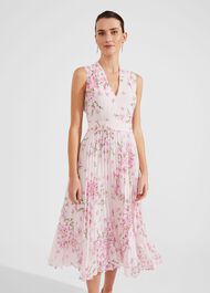 Veronica Pleated Floral Dress, Pink Multi, hi-res
