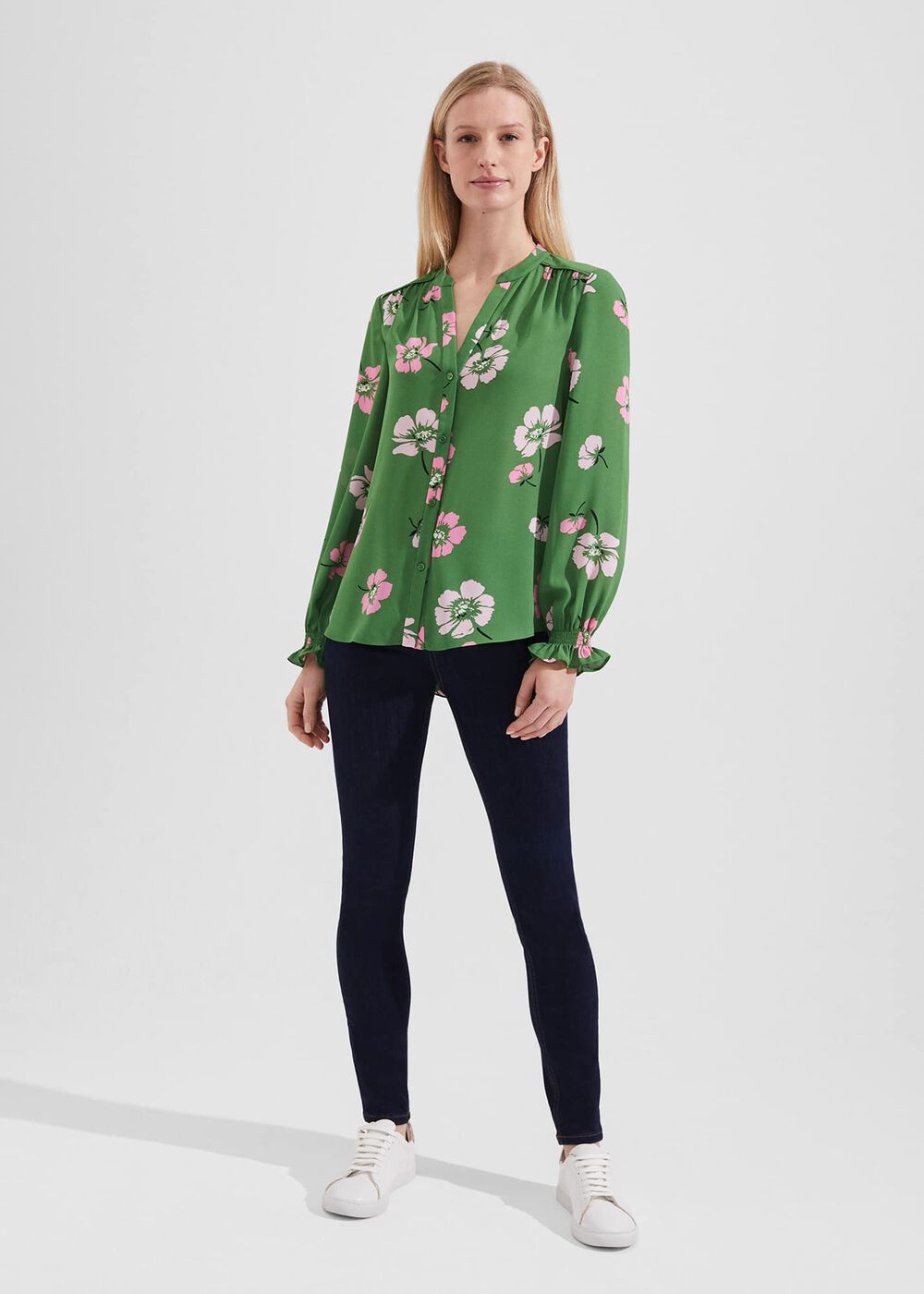 Sutton Blouse, Pea Green Multi, hi-res