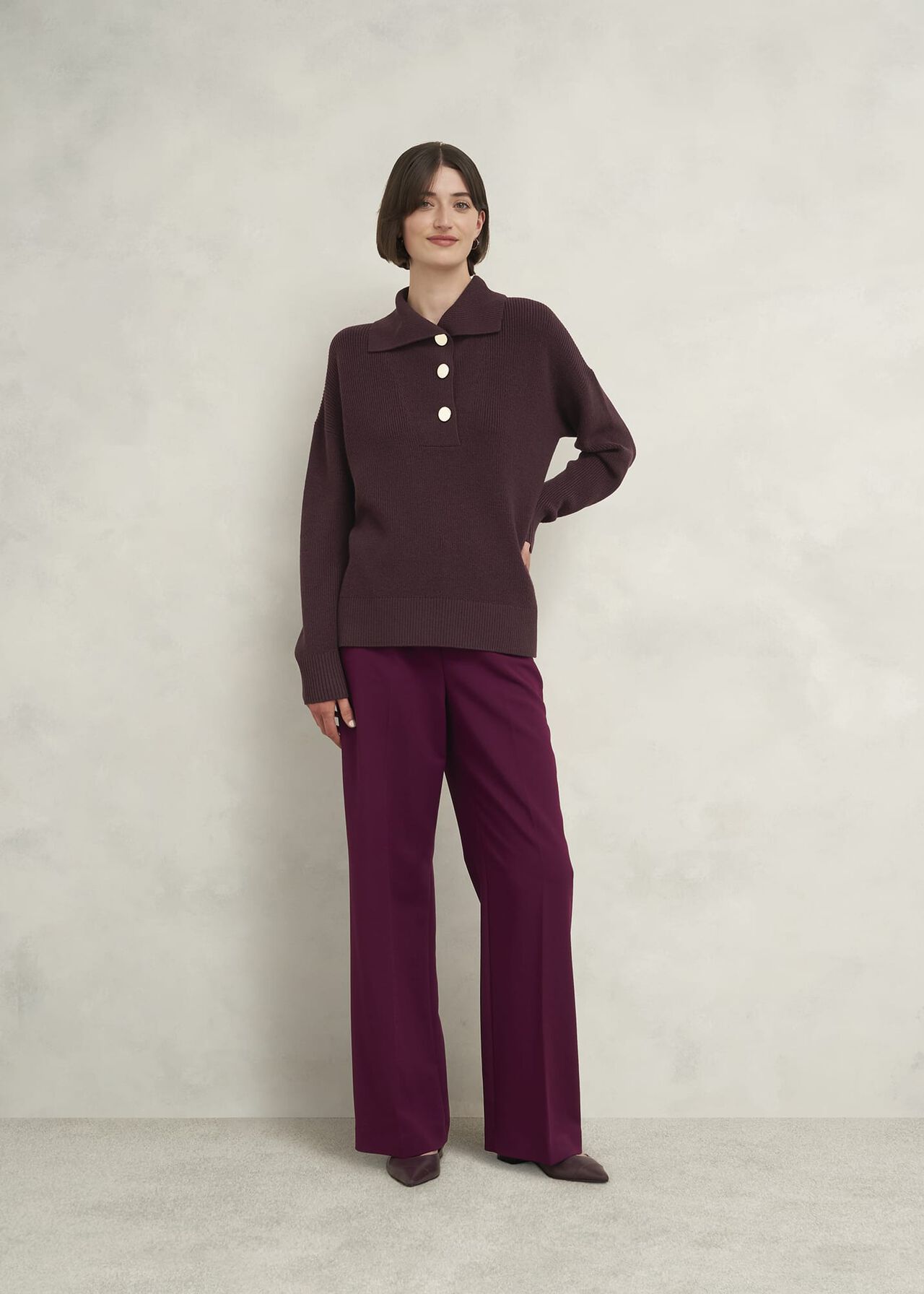 Brenna Merino Wool Jumper , Malbec, hi-res