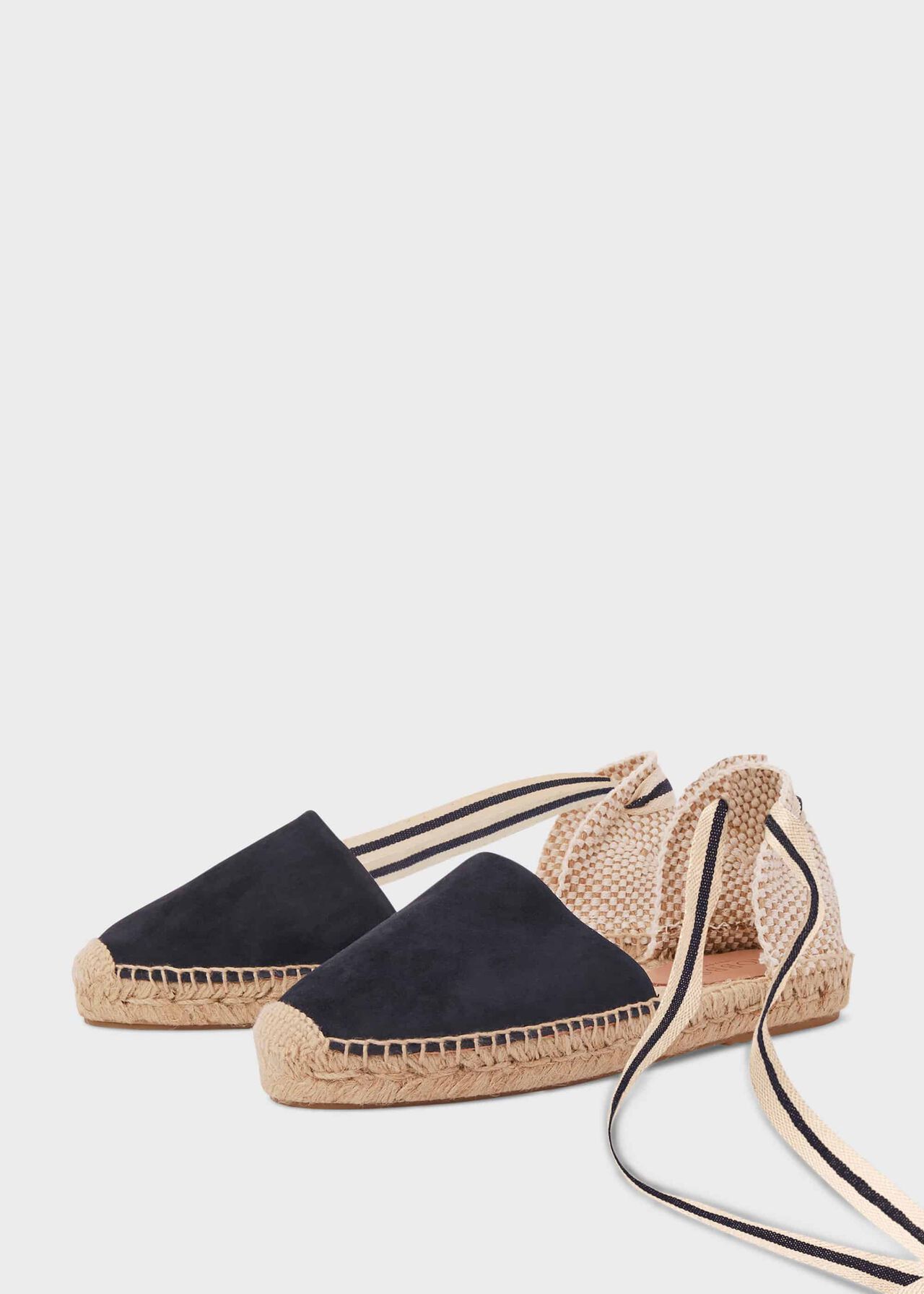 Louisa Suede Flat Espadrilles, Navy, hi-res