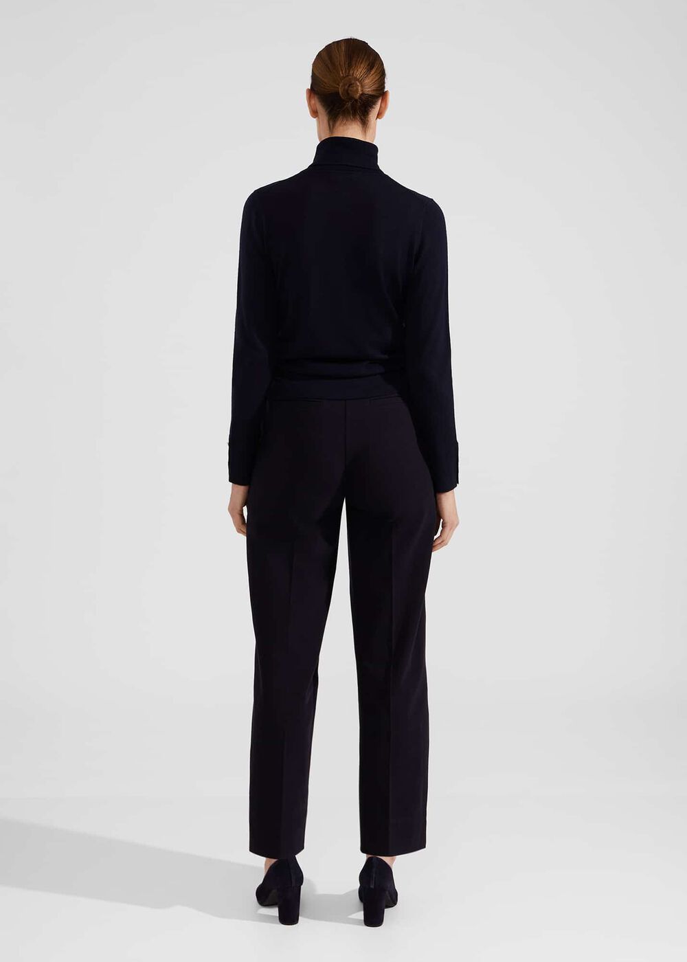 Petite Hana Wide Cotton Blend Pants, Navy, hi-res