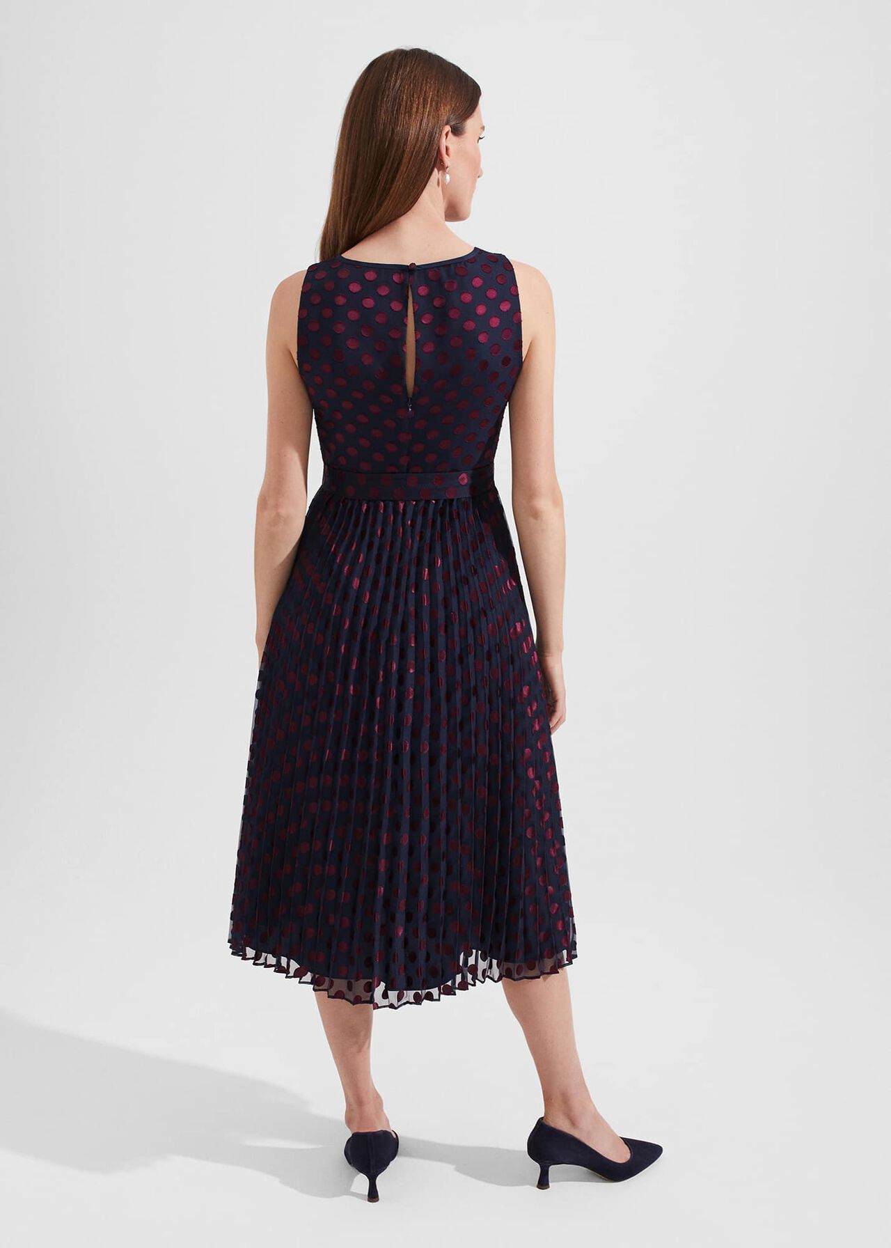 Petite Blythe Devoree Midi Dress, Navy Burgundy, hi-res