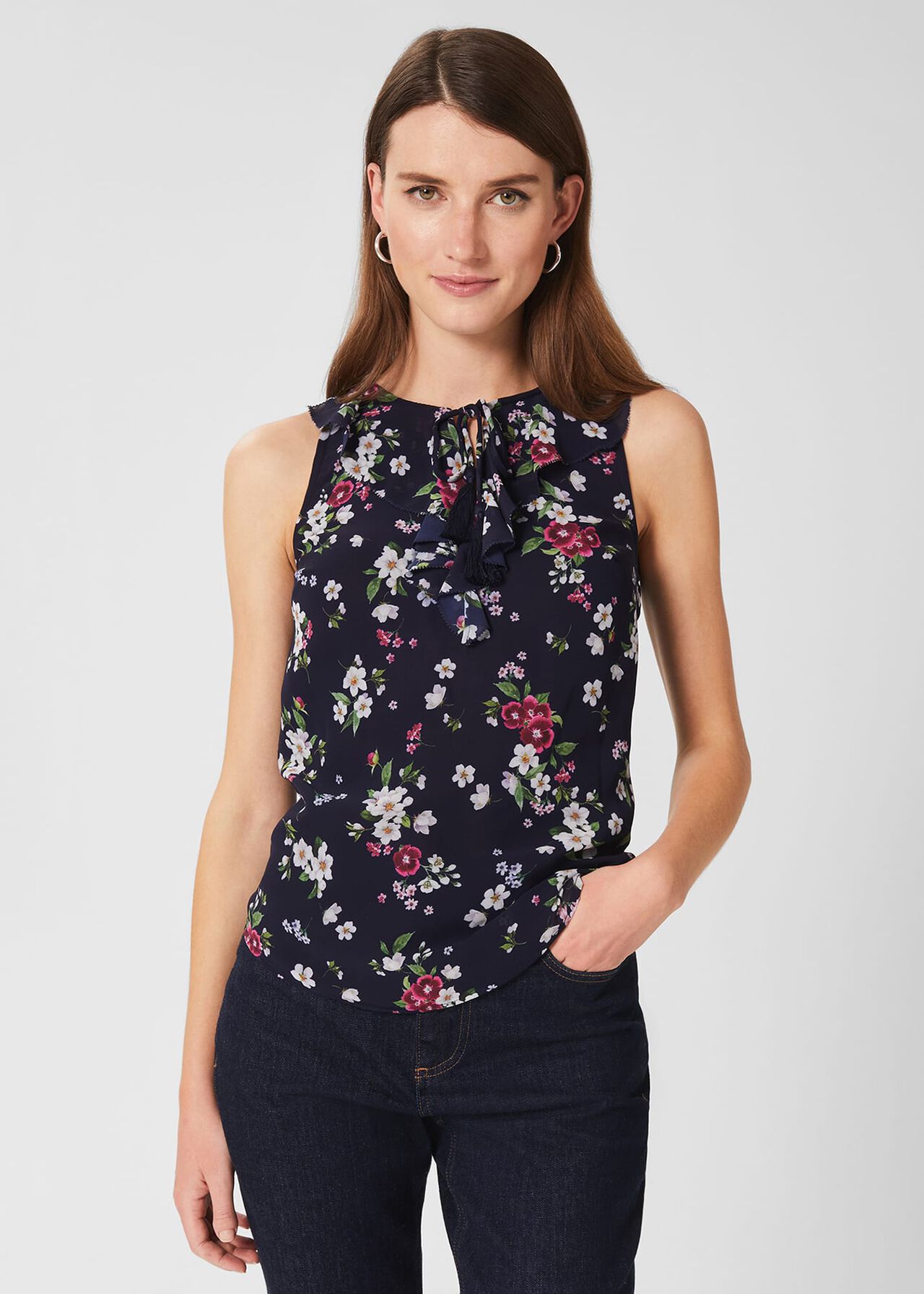 Darcey Floral Top, Navy Multi, hi-res