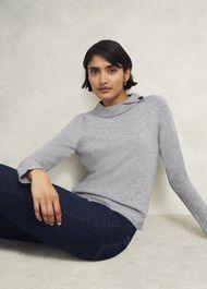 Talia Wool Cashmere Jumper, Grey Marl, hi-res
