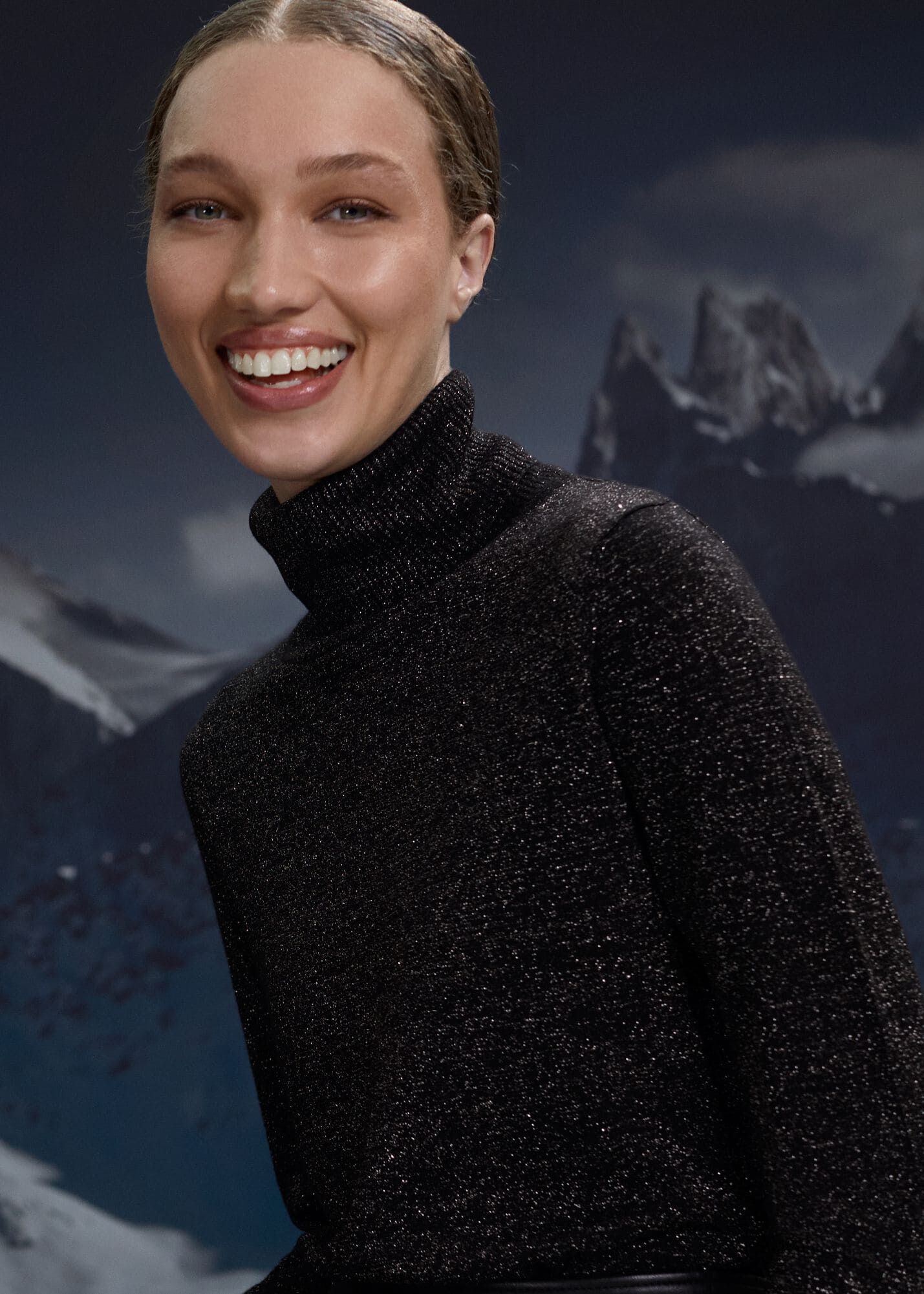 Black sparkle roll neck hot sale