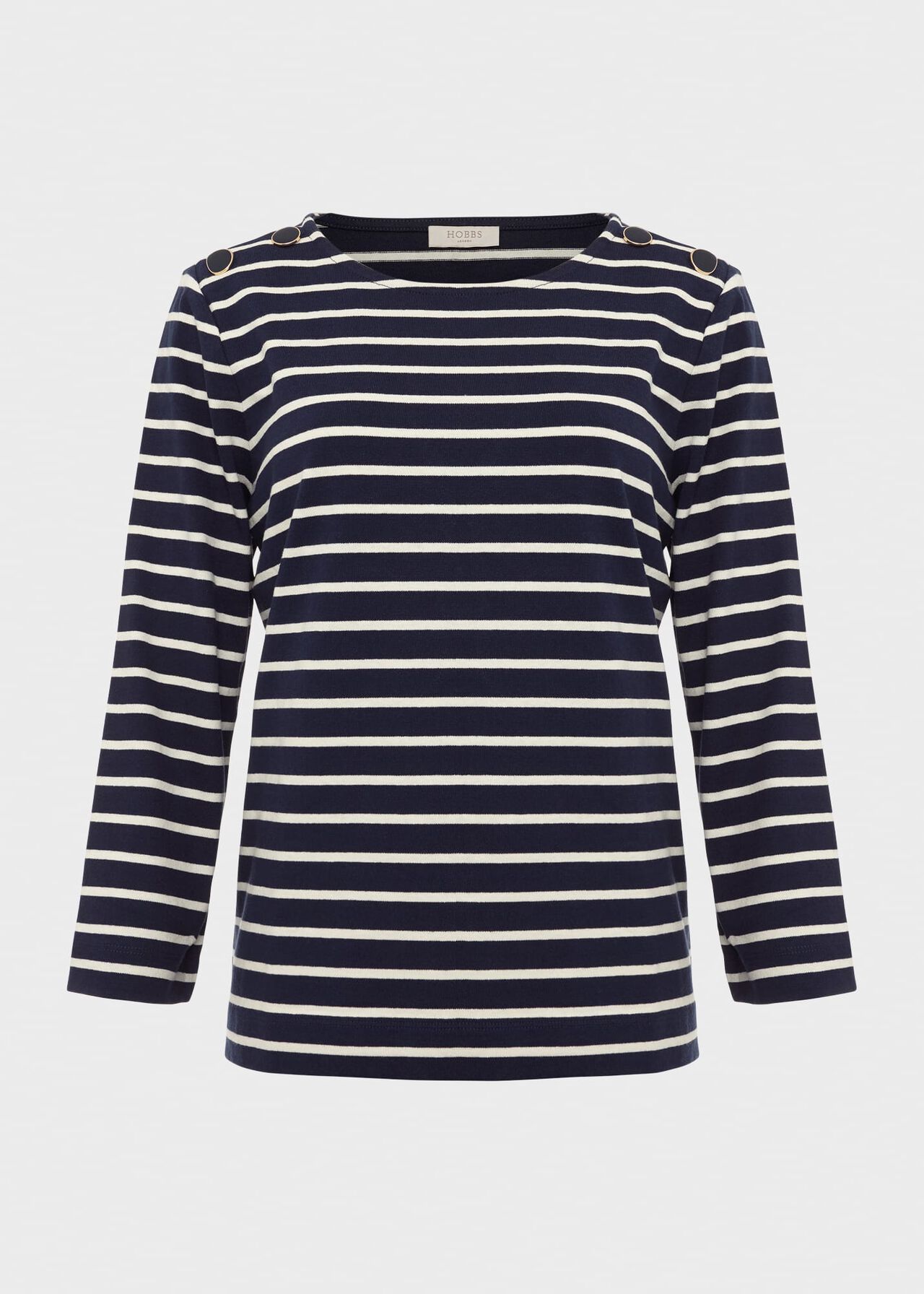 Tafara Stripe Cotton Top, Navy Ivory, hi-res