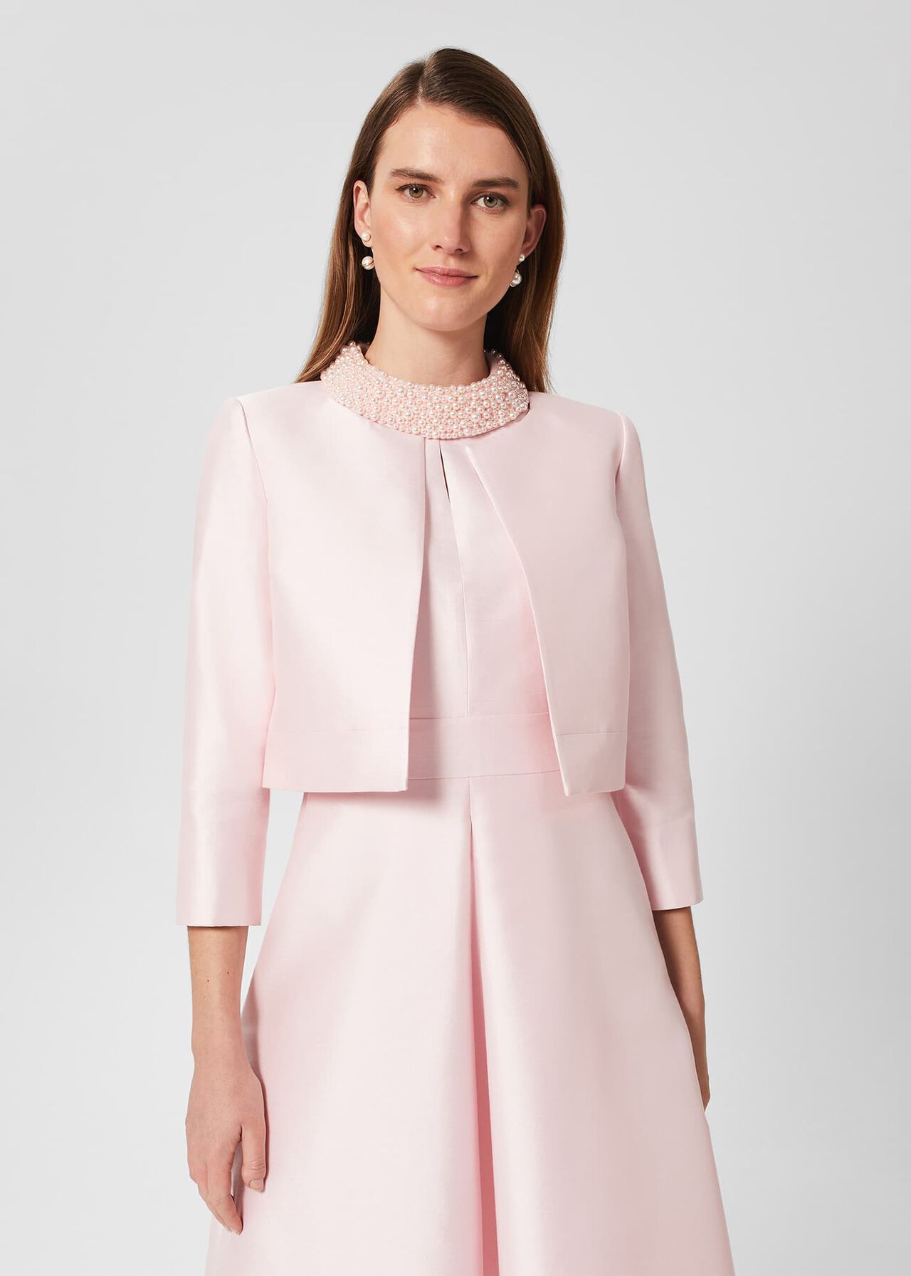 Marcella Silk Blend Jacket , Pale Pink, hi-res