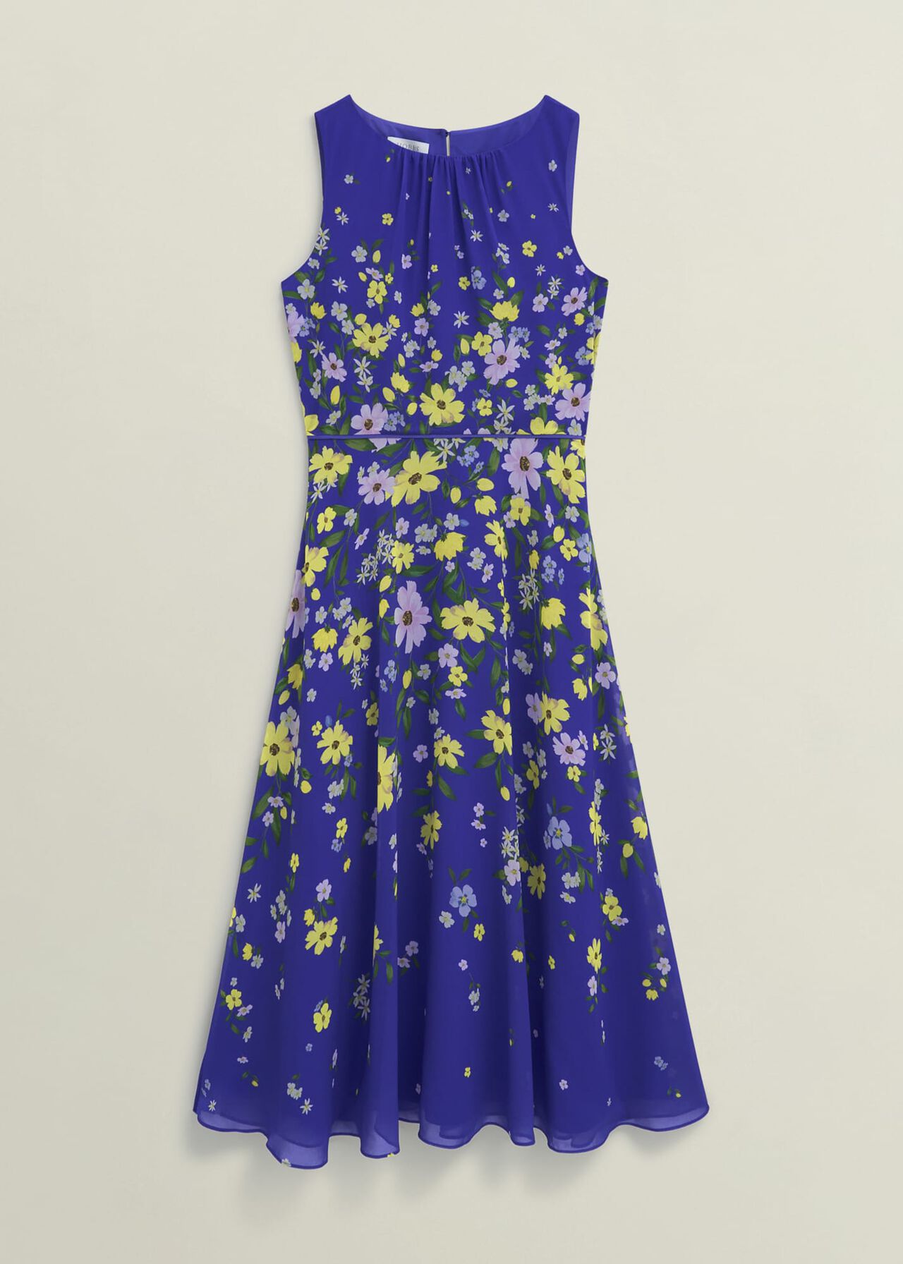 Carly Gathered Neck Dress, Blue Multi, hi-res