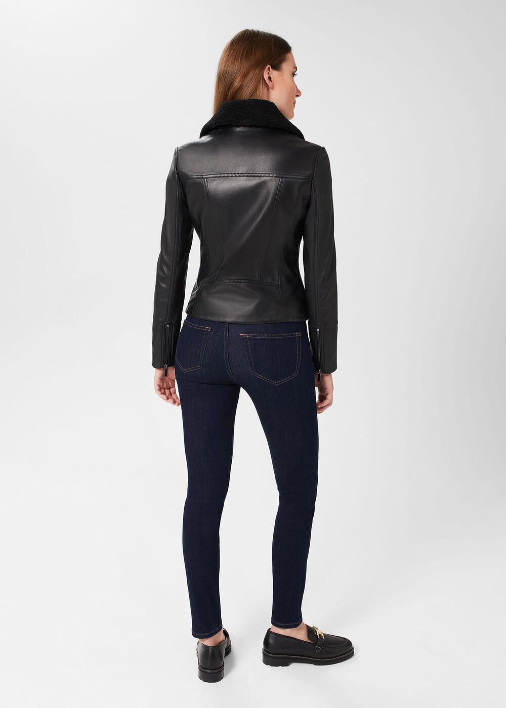Lois Leather Jacket, Black, hi-res