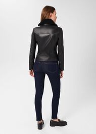 Lois Leather Jacket, Black, hi-res