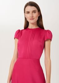 Marlene Satin Midi Dress, Fuchsia, hi-res
