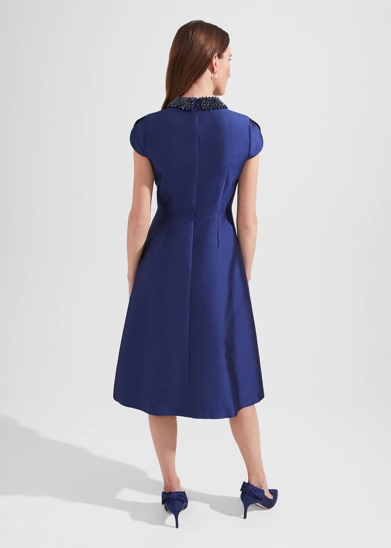 Christie Silk Wool Beaded Dress, Royal Blue, hi-res