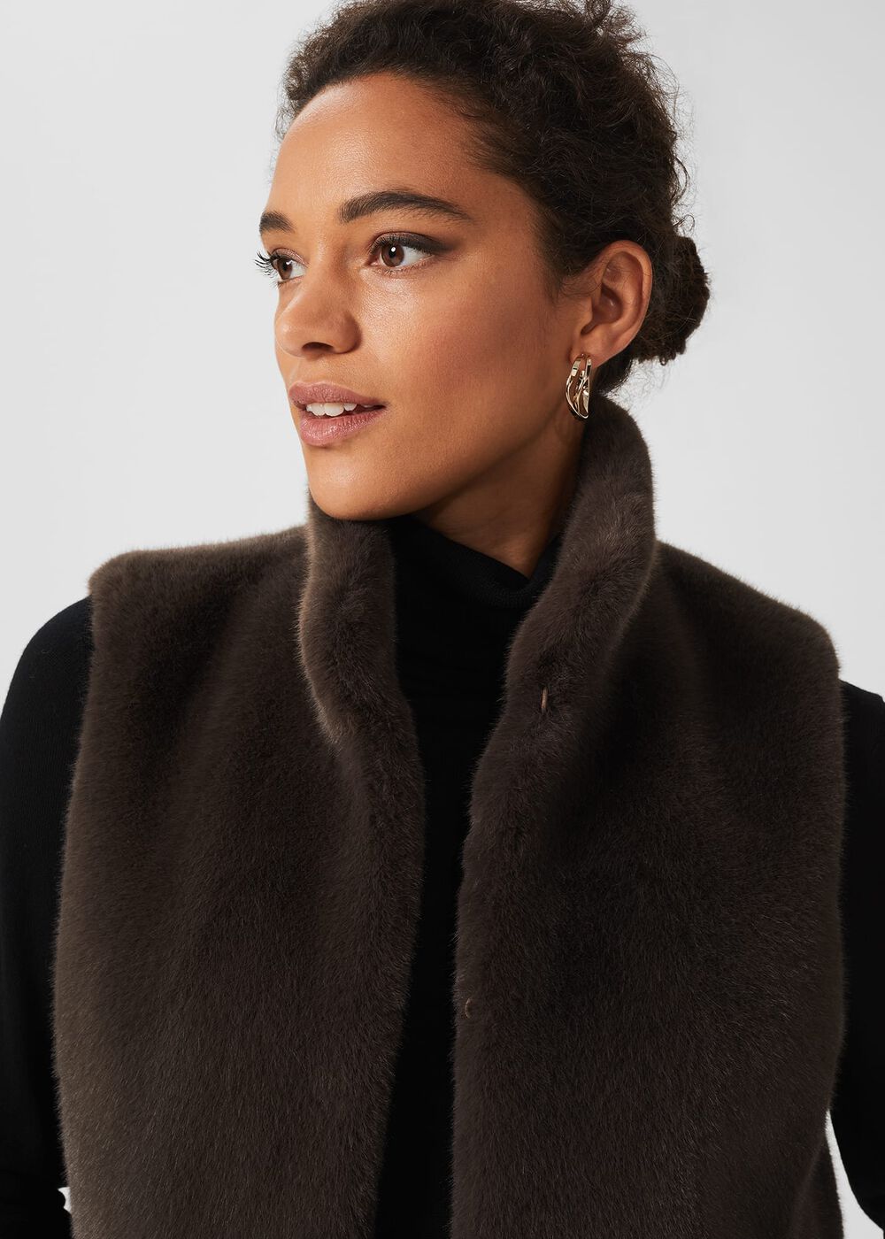 Verena Faux Fur Gilet, Charcoal Grey, hi-res