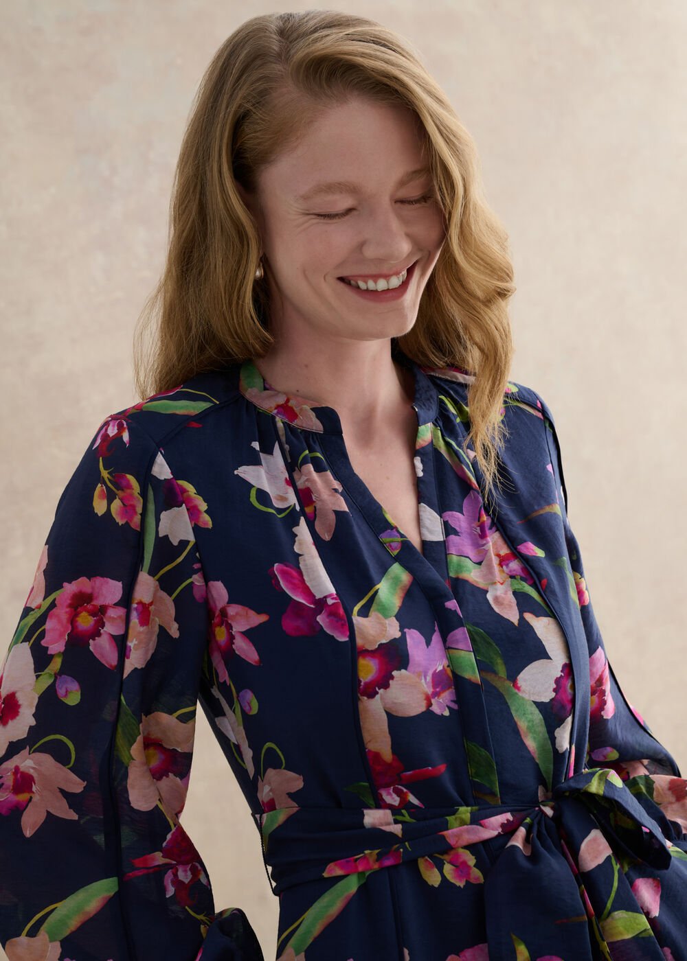 Pippa Floral Waist Tie Dress, Midnight Multi, hi-res