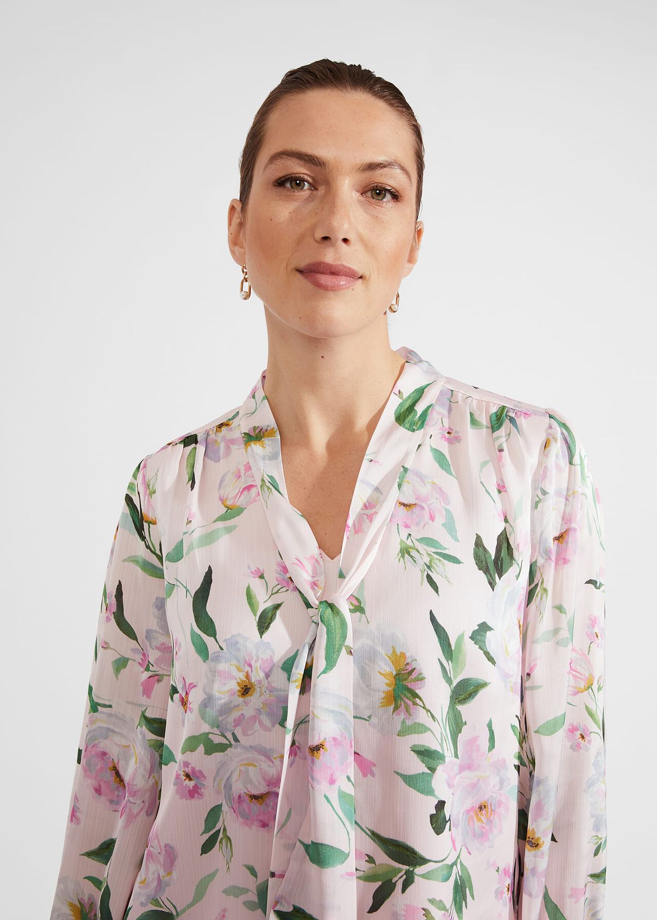 Aria Floral Blouse, Pale Pink Multi, hi-res