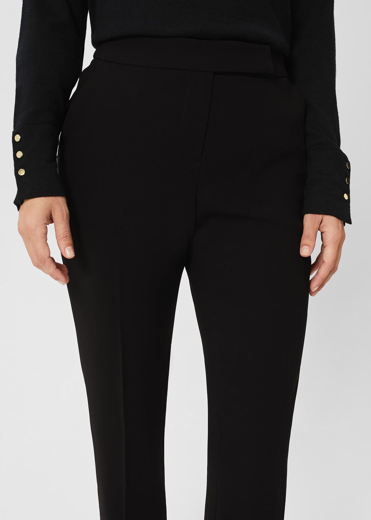 Petite Alva Tapered Trousers, Black, hi-res