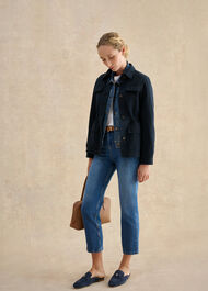 Lola Suede Backless Loafers, Hobbs Navy, hi-res