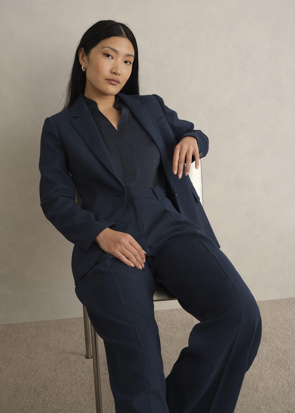 Lauren Wide Trousers, Dark Slate Blue, hi-res