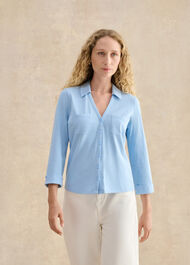 Zariah Cotton Slub Shirt, Maya Blue, hi-res