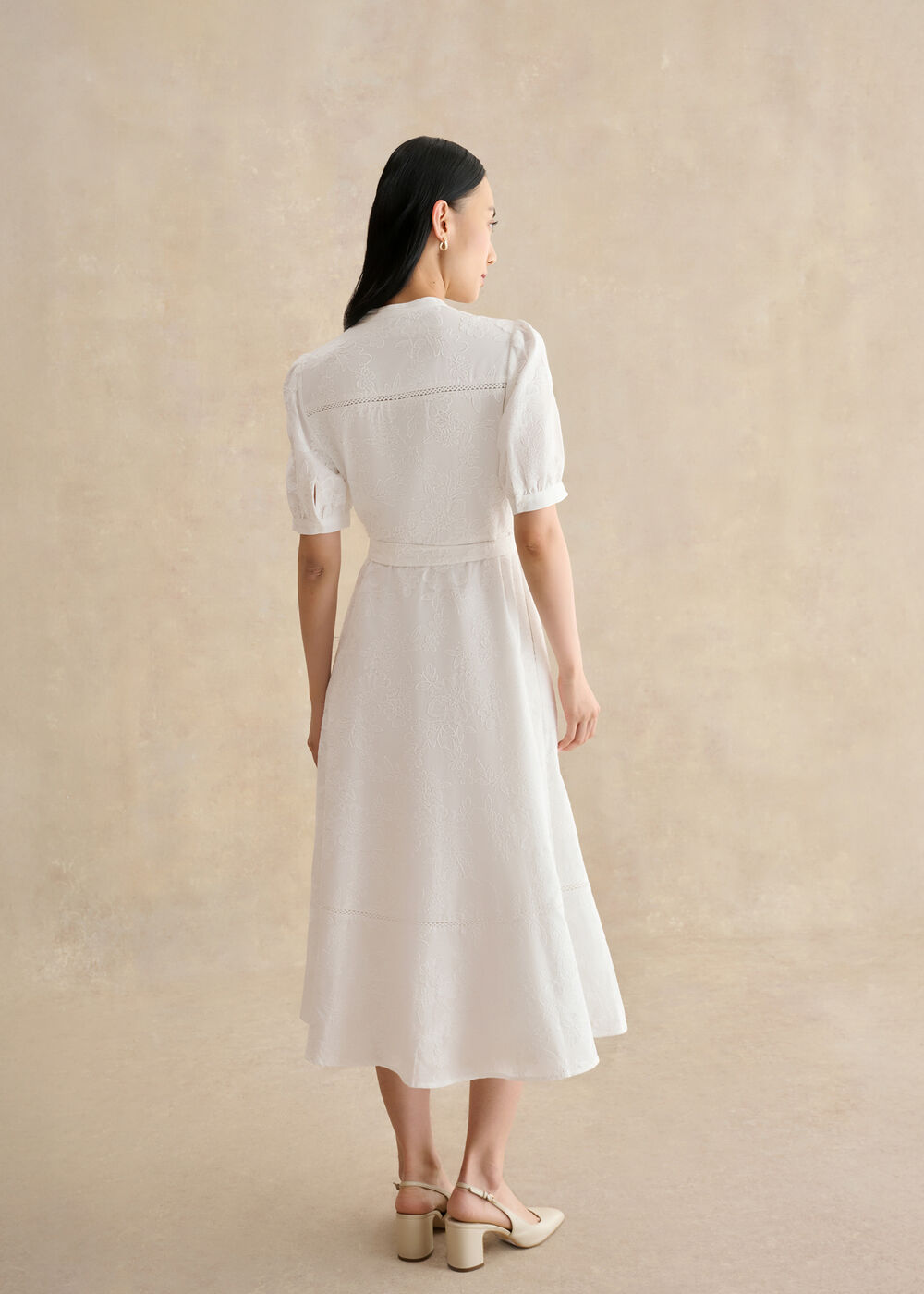 Amani Cotton Embroidery Dress, White, hi-res
