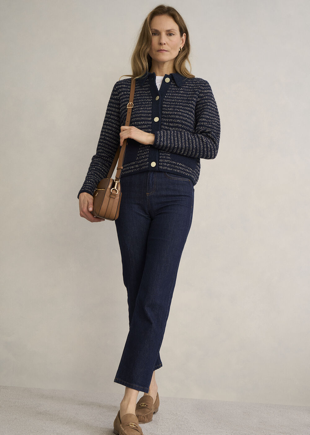 Sasha Knitted Jacket, Navy, hi-res