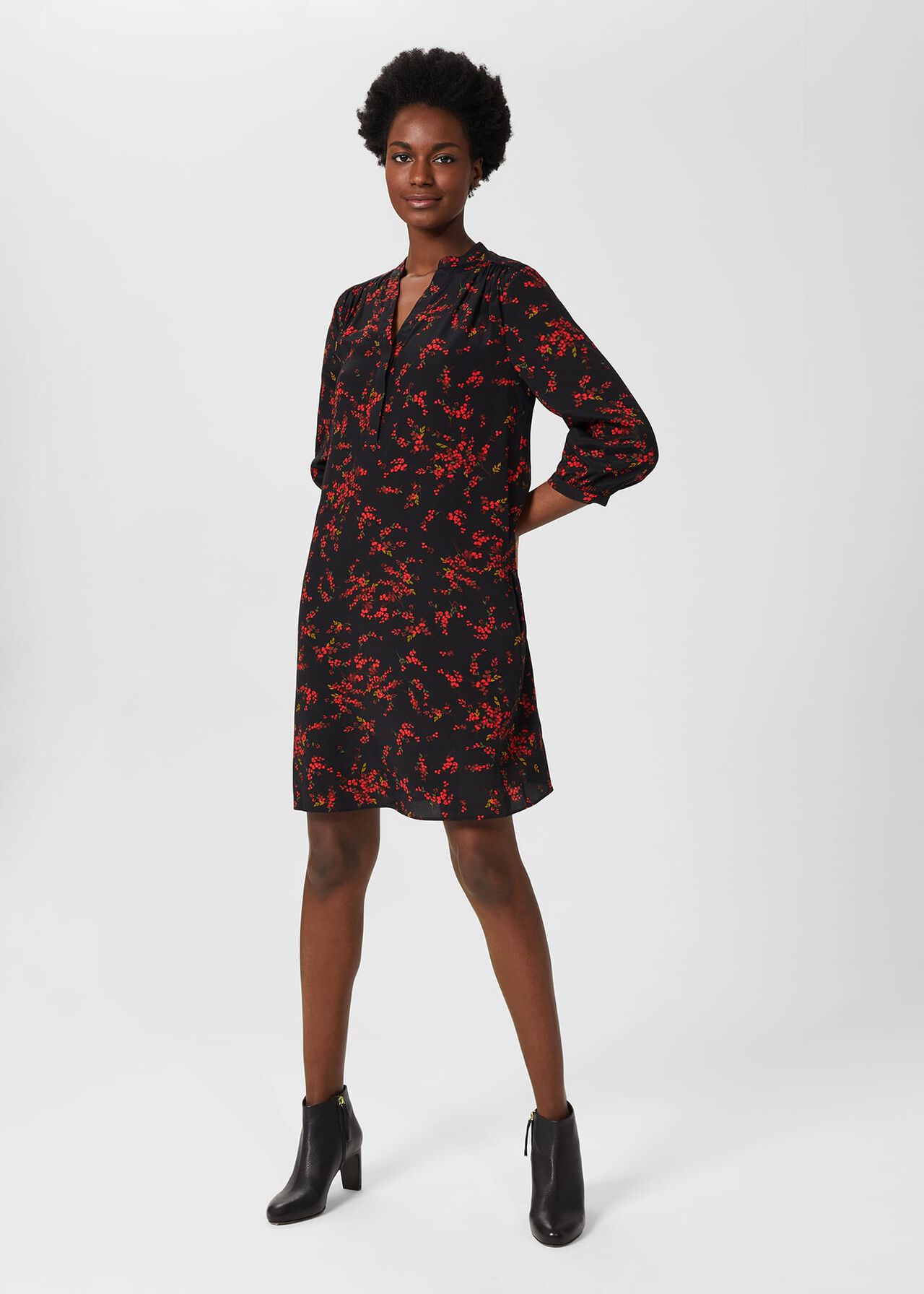 Katarina Floral Tunic Dress, Black Multi, hi-res