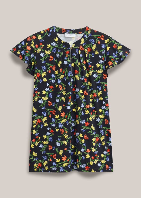 Lila Ruffle Sleeve Printed Top