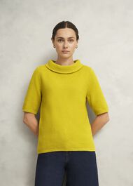 Camilla Cotton Jumper, Gold Chartreuse, hi-res