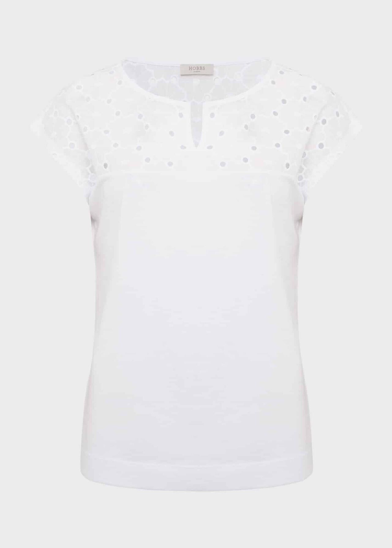 Helena Broderie Top, White, hi-res