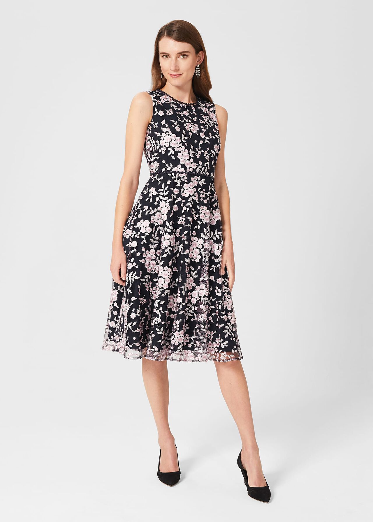 Scarlett Embroidered Dress, Navy Multi, hi-res