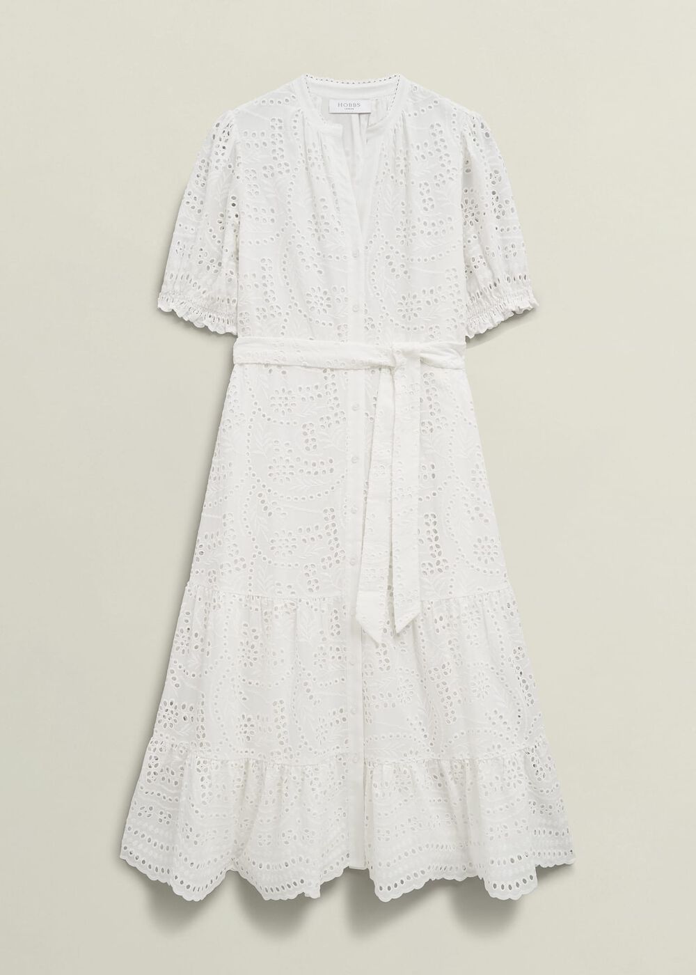 Petite Rosanna Broderie Dress, Hobbs White, hi-res