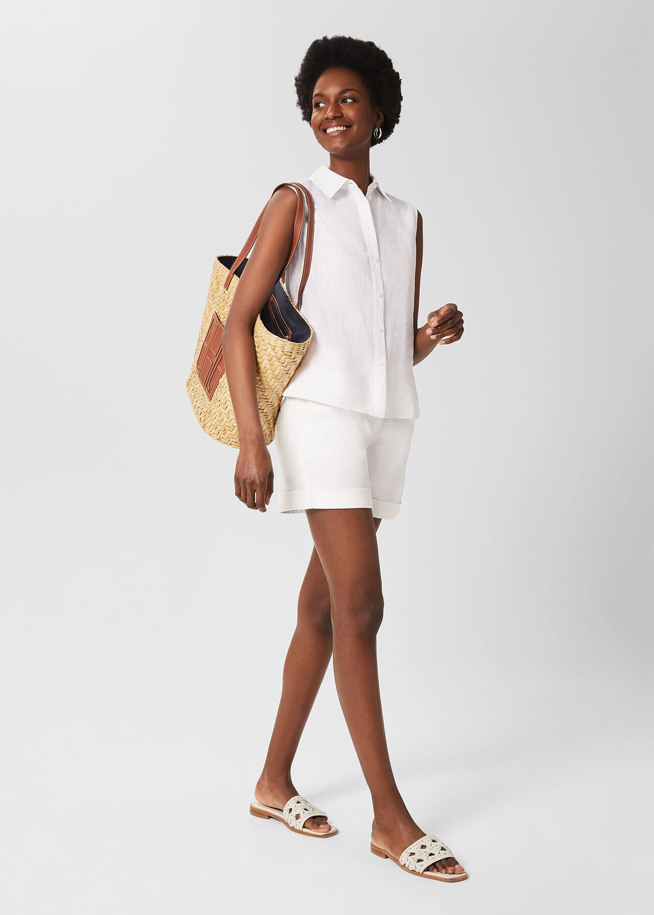 Salem Linen Top , White, hi-res