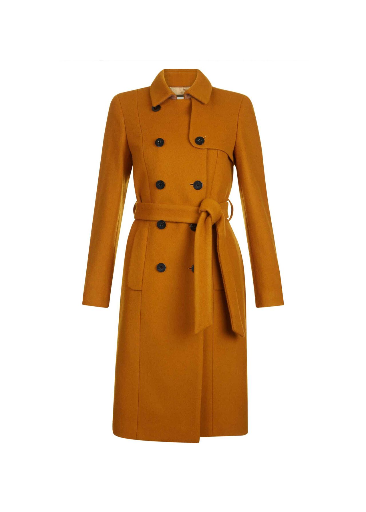Eleanora Wool Blend Trench Coat Ochre