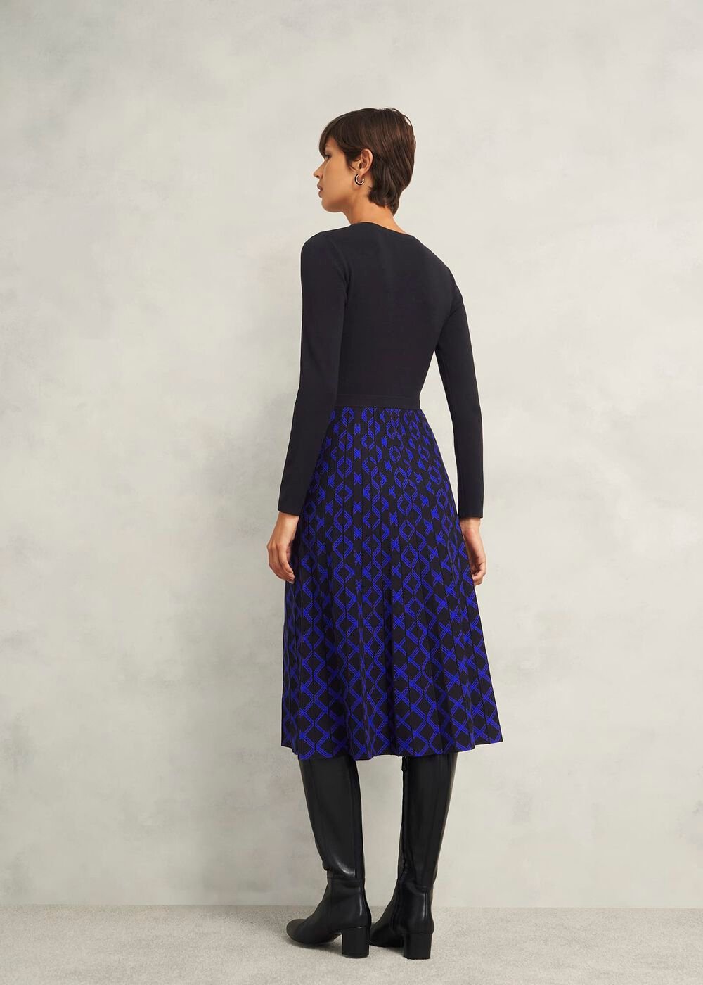 Larna Knitted Dress, Black Blue, hi-res