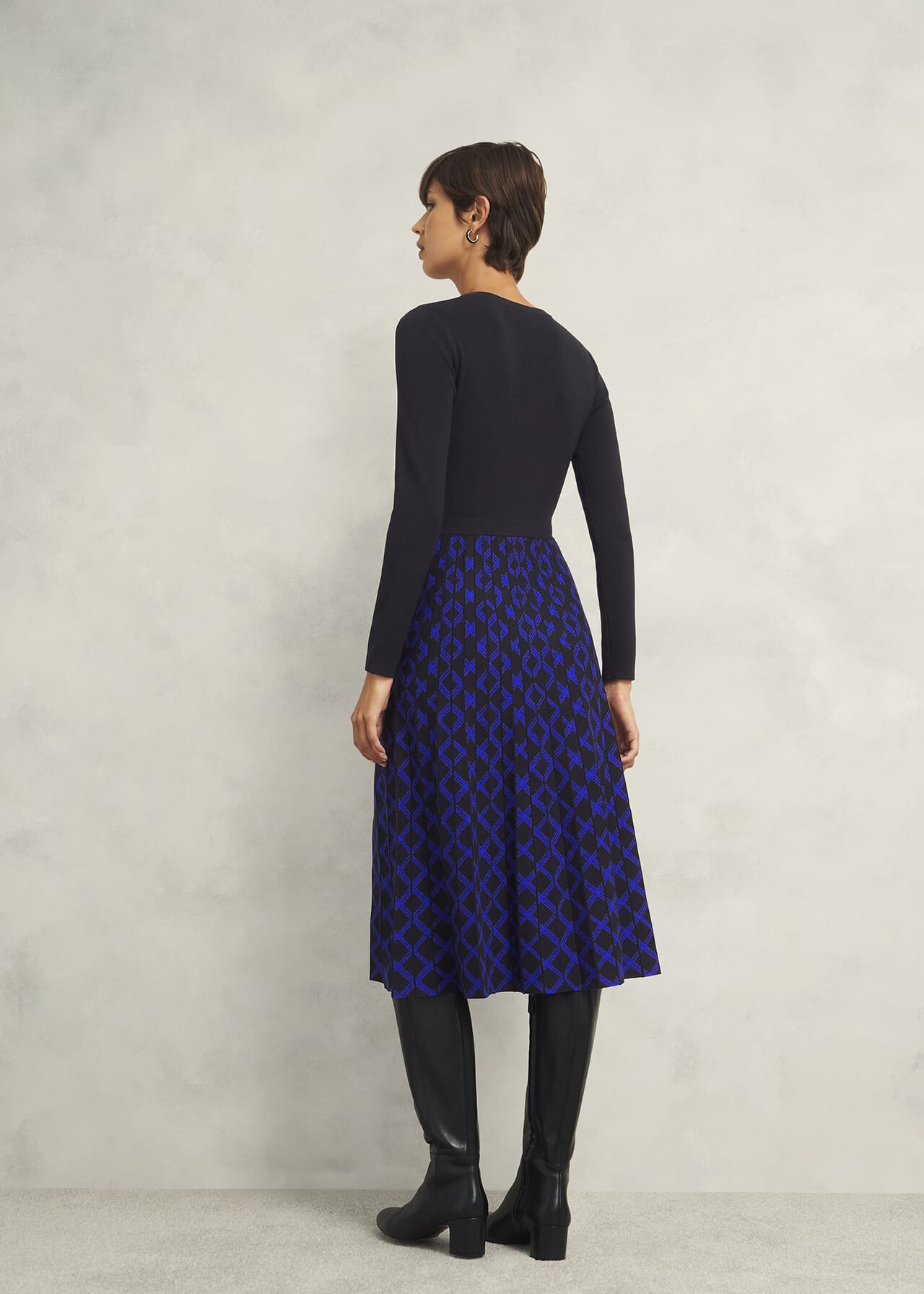 Larna Knitted Dress, Black Blue, hi-res